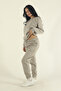 Women's Stone Winter Cotton Puff Fabric Crew Neck Jogger Tracksuit Set - 7