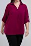1212094 Women's Plus Size V Shirt Collar Blouse Purple - 5