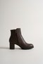 Liora 9 cm Heeled Chain Buckle Oval Toe Faux Leather Zipper Winter Women's Boots - 7