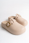 Luvessa Beige Women's Orthopedic Slippers, Closed Front, Fur Inside, Winter, Non-Slip, Sabo, for Home and Outside