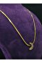 Crescent Moon Model Zircon Stone Fishbone Chain Style Yellow Color Steel Necklace - 2