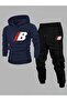 - Men's Printed 00 Oversized Sweatshirt - Sweatpants 2-Piece Set - 3