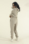 Women's Stone Winter Cotton Puff Fabric Side Pocket Hooded Jogger Tracksuit Set - 6