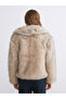 Xside Brown Jacket Collar Women's Fur Coat - 5