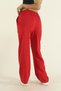 Women's Red Combed Cotton Fabric Stretch Fabric Wide Leg Elastic Waist Palazzo Sweatpants - 5