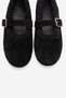 Guin Black Suede Genuine Leather Plush Detailed Belted Women's Ballerina Shoes - 2
