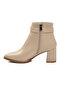 Cream Fur Inside Zippered Women's Heeled Boots Pc-54975 Z - 4