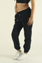 Women's Black Winter Cotton Relaxed Waist and Leg Elastic Jogger Sweatpants - 8