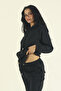 Women's Winter Cotton Tracksuit Set Kangaroo Pocket Hooded Sweatshirt Jogger-Black Regular Elastic Leg - 7