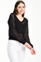 V-Neck Honeycomb Mesh Blouse - 6