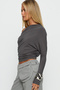 Asymmetric shoulder detailed long sleeve blouse 9208 - 3