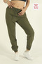 Women's Khaki Relaxed Fit Parachute Fabric Quick Dry Elasticated Leg Hem Sweatpants - 2
