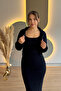 Zippered Cardigan Suspender Dress Navy Blue Double Set - 8