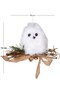 Christmas Ornament, Owl, White-Brown - with Pine Cones, Hanging, Feathered, on a Branch Nest, Jute Bow, Pine Needle - 3