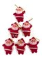 Santa Claus Christmas Pine Tree Ornament 6 Pieces 5 Cm Red Color Clothed White Bearded New Year Ornament - 2