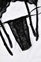 Siyah Jartiyerli Kapsız Fırfırlı Külotlu Dantel Askılı Babydoll/Fantezi Gecelik TBBAW26CS00007 - 3