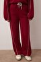 Bordo Relaxed/Rahat Kalıp Wideleg/Geniş Paça Örme Eşofman Takımı TWOAW26EM00017 - 3