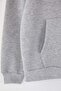 Gri Melanj Kapüşonlu İçi Polarlı Önü Fermuarlı Büyük Beden Örme Sweatshirt TBBAW25AO00027 - 6