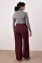 Premium Bordo Wide Leg Büyük Beden Pantolon TBBAW26AR00024 - 4