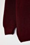 Bordo Oversize Bisiklet Yaka Düz Kazak TMNAW23KZ00189 - 3