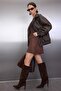 Brown A-Line/Flared Mini Suede Knitted Skirt Twoaw26Et00011 - 2