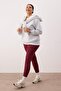 Bordo Soft Fırçalı Kumaş Reflektör Baskı Detaylı Tam Boy Örme Spor Tayt TBBAW26BV00007 - 2
