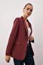 Bordo Mono Kapama Fitted/Vücuda Oturan Dokuma Blazer Ceket TWOAW26BC00059 - 4