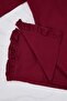 Bordo Gömlek Yaka Volan Detaylı Örme Pijama Takımı TBBAW25AI00056 - 4
