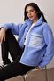 Winter Essentials Mavi Polar Fermuarlı Cep Detaylı Örme Hırka/Sweatshirt TWOAW24SW00071