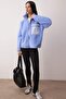 Winter Essentials Mavi Polar Fermuarlı Cep Detaylı Örme Hırka/Sweatshirt TWOAW24SW00071 - 2