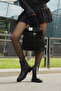 Women's Gold Studded Detailed Double Elastic Casual Boots Pamer Black - 2