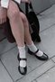 Women's Loafer Buckle Casual Thick Classic Heeled Shoes Meniz Black Croco - 4