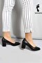 Women's Black Thick Heeled Shoes 961ZA559