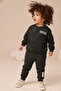 Boy's 2 Thread Yarn Cotton Label Tracksuit Set Black
