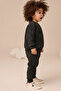Boy's 2 Thread Yarn Cotton Label Tracksuit Set Black - 2