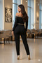 Women's Long Sleeve Stone Printed Strapless Stylish Evening Dress Jumpsuit - 3