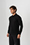 Men's Black Borz Embroidery Detailed Durable Flexible Fabric Slim-Fit Polo Collar T-Shirt - 4