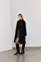 Women Black Long Lined Melton Coat / Collection - 4