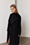 Women Black Long Lined Melton Coat / Collection - 5