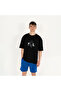 Oversized SQL Baskılı Erkek Siyah T-Shirt