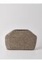 Heybes Women's Black Piped Striped Jute Straw Clutch Handbag - 5