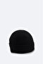 Men's Black Wool Logo Ribbed Beret B 009200 - 2