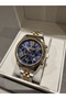 New Yellow Bi̇color Navy Blue Dial Function Calendar Men's Wristwatch 3 Atm Water Resistant - 4