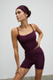 Shavonte Women's Stretchy and Soft-Textured Underbust Sports Bustier with Piped Pads in Burgundy - 2