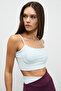 Shavonte Women's Stretchy and Soft-Textured Underbust Gray Sports Bustier with Piped Pads