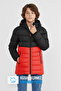 Boy's Windproof Thick Fiber Filled Winter Black-Red Hooded Coat - 2