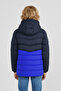 Boy's Windproof Thick Fiber Filled Winter Navy Blue-Sak Hooded Coat - 6