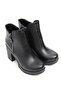 Women's Lace-Up Thick Sole Zippered Black Boots - 2