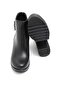 Women's Lace-Up Thick Sole Zippered Black Boots - 3
