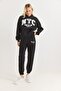 Women's Printed three-thread s Fleece-Lined tracksuit set burgundy